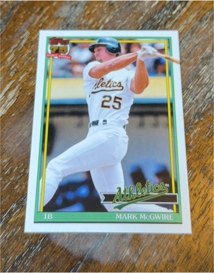 1991 Topps 75th Anniversary #T91-44 Mark McGwire — front