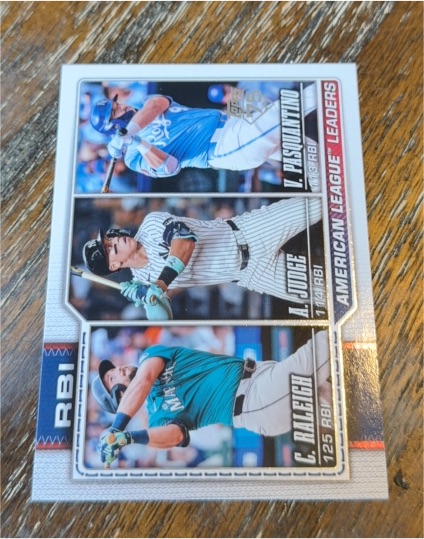 2026 Topps Series 1 #211 American League Leaders RBI Aaron Judge Pasquantino Raleigh — front
