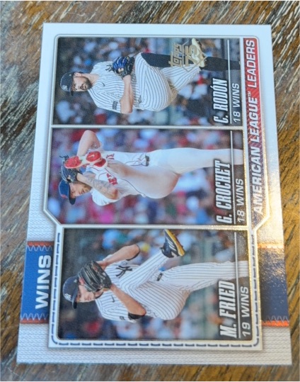 2026 Topps #130 American League Leaders Wins (Fried / Crochet / Rodon) — front