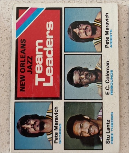 1975-76 Topps #127 New Orleans Jazz Team Leaders Pete Maravich — front