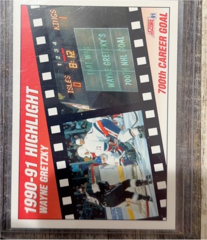 1991-92 Score Canadian 1990-91 Highlight #303 Wayne Gretzky 700th Goal — front