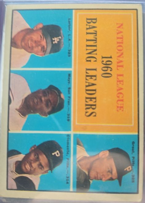 1961 Topps #41 NL Batting Leaders Roberto Clemente Willie Mays Dick Groat Norm Larker — front