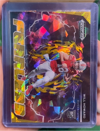 2025 Panini Prizm Draft Picks #F-18 Will Howard Fearless Gold Ice Prizm — front