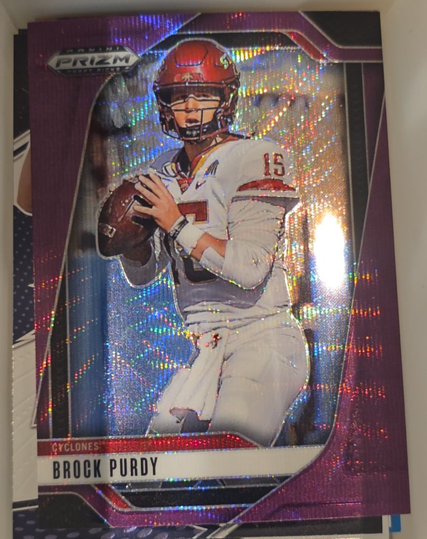 2025 Panini Prizm Draft Picks #176 Brock Purdy Purple Wave Prizm — front