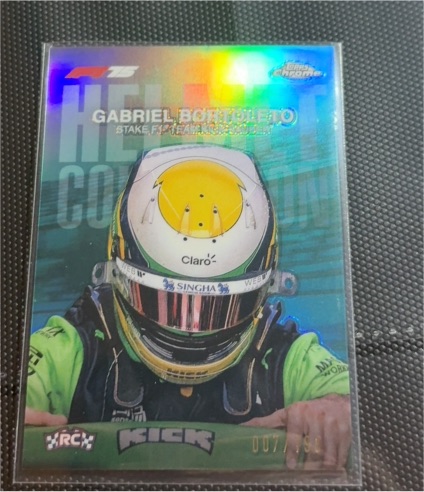 2025 Topps Chrome F1 #HC-10 Gabriel Bortoleto Helmet Collection Rookie — front