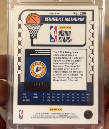 2023-24 Panini NBA Hoops Premium Stock Rising Stars #286 Bennedict Mathurin — front