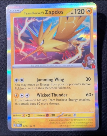 2023 Pokemon TCG SV10: Destined Rivals #070 Team Rocket's Zapdos — front