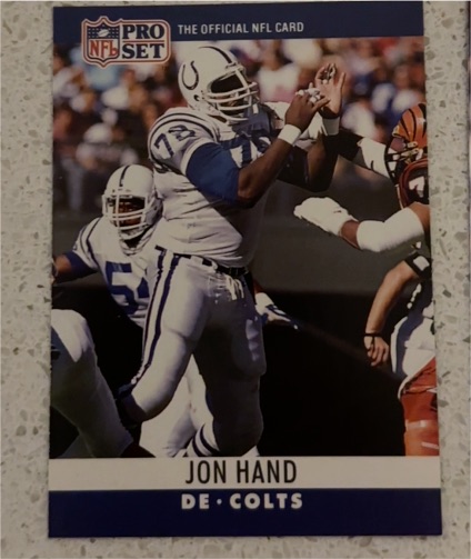 1990 Pro Set #132 Jon Hand Indianapolis Colts — front