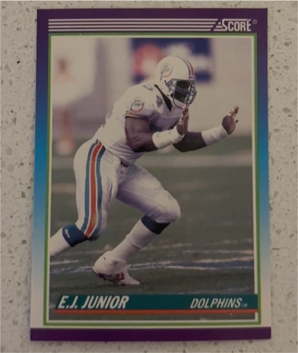 1990 Score #494 E.J. Junior Miami Dolphins — front
