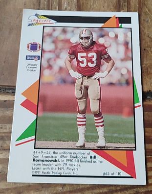1991 Pacific Flash Cards #65 Bill Romanowski — front