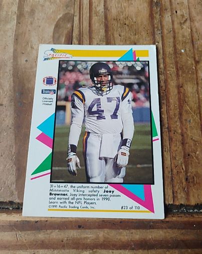 1991 Pacific Flash Card #23 Joey Browner Minnesota Vikings — front