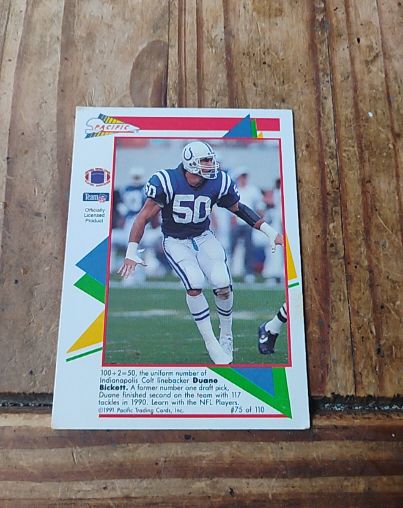 1991 Pacific Flash Cards Football #75 Duane Bickett — front