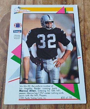 1991 Pacific Flash Cards #20 Marcus Allen — front