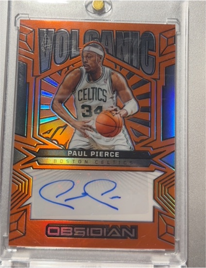 2024-25 Panini Obsidian #VS-PPB Paul Pierce Volcanic Orange Auto — front