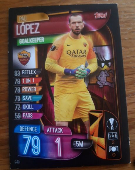 2019 Topps Match Attax UEFA Champions League #240 Pau López — front