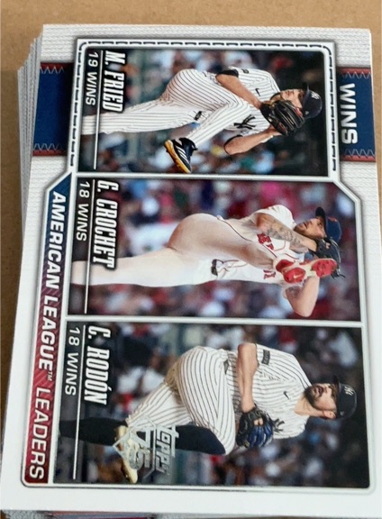 2026 Topps Series 1 #130 American League Leaders Wins Max Fried Garrett Crochet Carlos Rodon — front