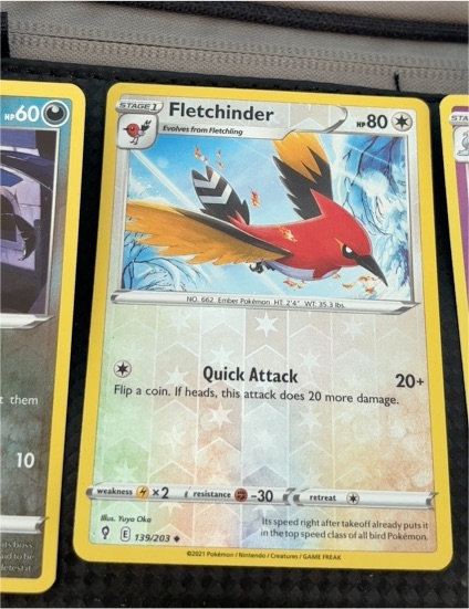 2021 Pokemon Evolving Skies #139 Fletchinder — front