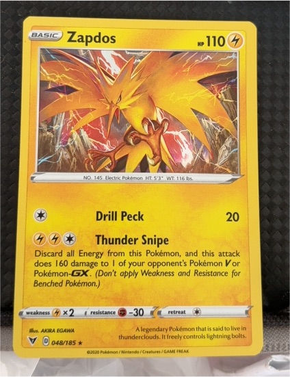 2020 Pokemon Sword & Shield Vivid Voltage #048 Zapdos — front