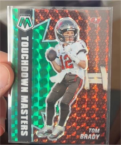 2021 Panini Mosaic #TM-12 Tom Brady Touchdown Masters Green Prizm — front