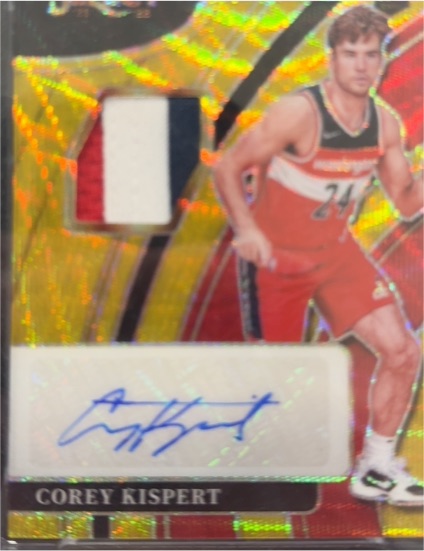 2021-22 Panini Select #RJ-CKS Corey Kispert Rookie Patch Auto Red Wave — front