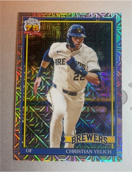 2026 Topps Series 1 75th Anniversary Silver Pack Mojo #91C-100 Christian Yelich — front