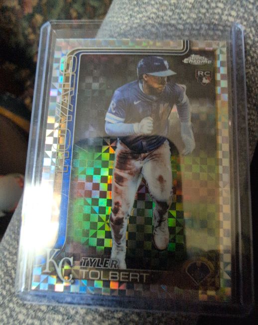 2025 Topps Chrome Update #USC98 Tyler Tolbert X-Fractor RC — front