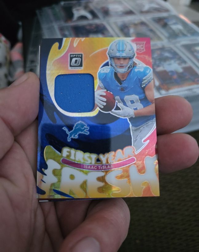 2025 Donruss Optic #FYFBH-ITA Isaac Tesla First Year Fresh Blue Hyper MEM Rookie Patch — front