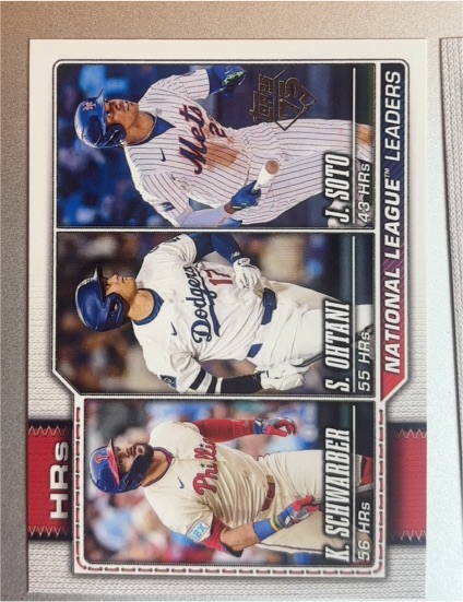 2026 Topps Series 1 #84 National League HR Leaders Schwarber/ Ohtani/ Soto — front
