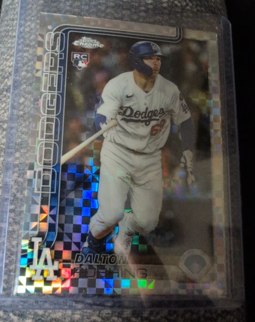 2025 Topps Chrome Update #USC129 Dalton Rushing X-Fractor RC Los Angeles Dodgers — front
