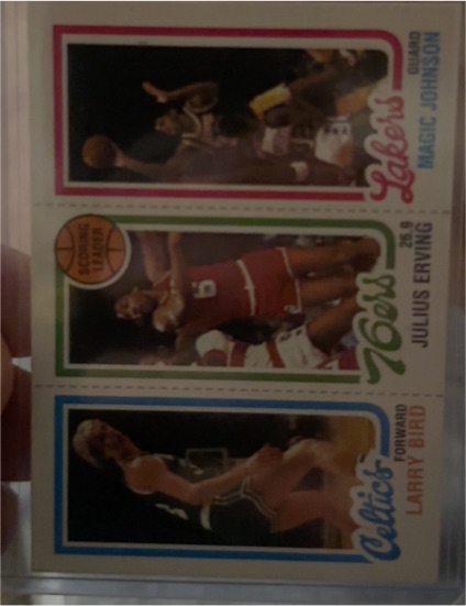 1980-81 Topps #34/174/139 Larry Bird / Julius Erving / Magic Johnson — front