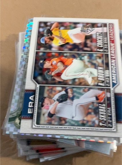 2023 Topps Series 1 #211 Urias/Alcantara/Fried NL ERA Leaders — front