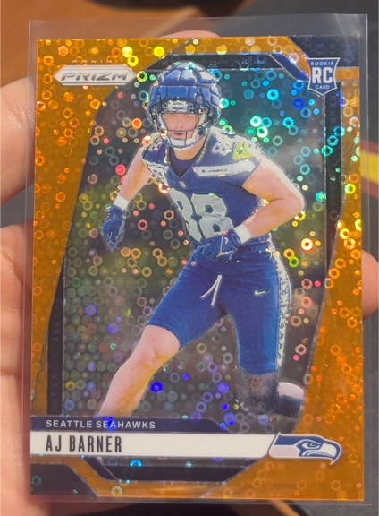 2024 Panini Prizm #304 AJ Barner Orange Disco Prizm Rookie — front