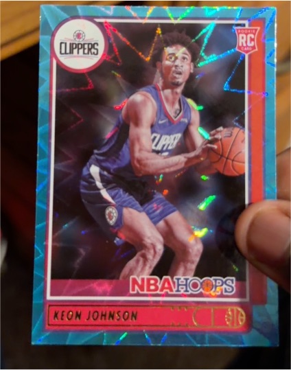 2021-22 Panini NBA Hoops #205 Keon Johnson Teal Explosion Rookie Card — front