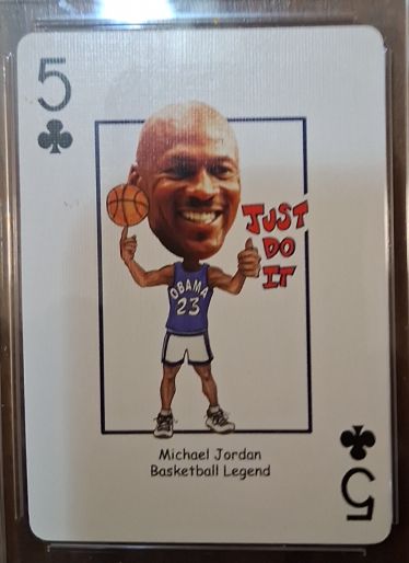 2008 Hero Decks Michael Jordan Obama Presidential Deck 5 of Clubs — front