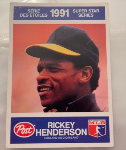 1991 Post Collector Series #27 Rickey Henderson — front