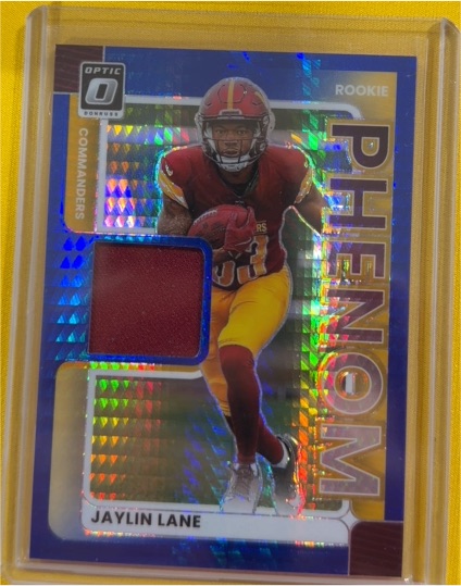 2025 Donruss Optic #RPBH-JLE Jaylin Lane Rookie Phenom Blue Hyper Patch — front