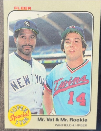 1983 Fleer #633 Dave Winfield & Kent Hrbek Mr. Vet & Mr. Rookie — front