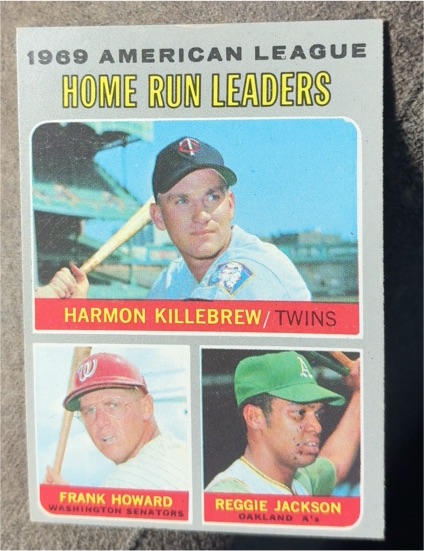 1970 Topps #66 AL Home Run Leaders Harmon Killebrew Frank Howard Reggie Jackson — front