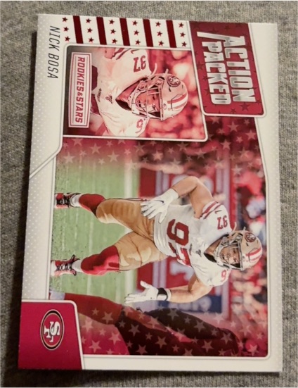 2020 Panini Rookies & Stars #9 Nick Bosa Action Packed — front