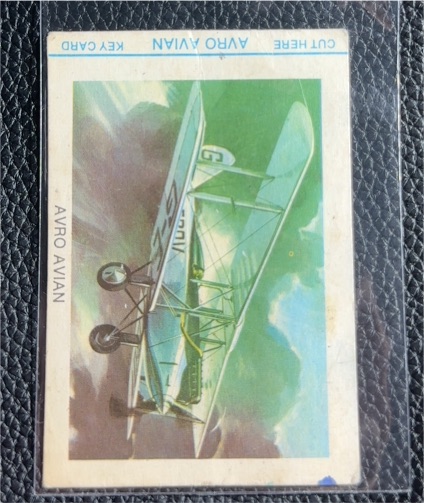 1967 Brooke Bond Tea History of Aviation Key Card Avro Avian — front