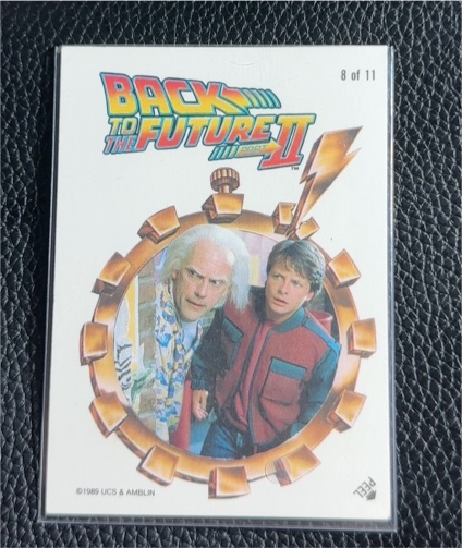 1989 Topps Back to the Future Part II Sticker #8 Marty McFly & Doc Brown — front