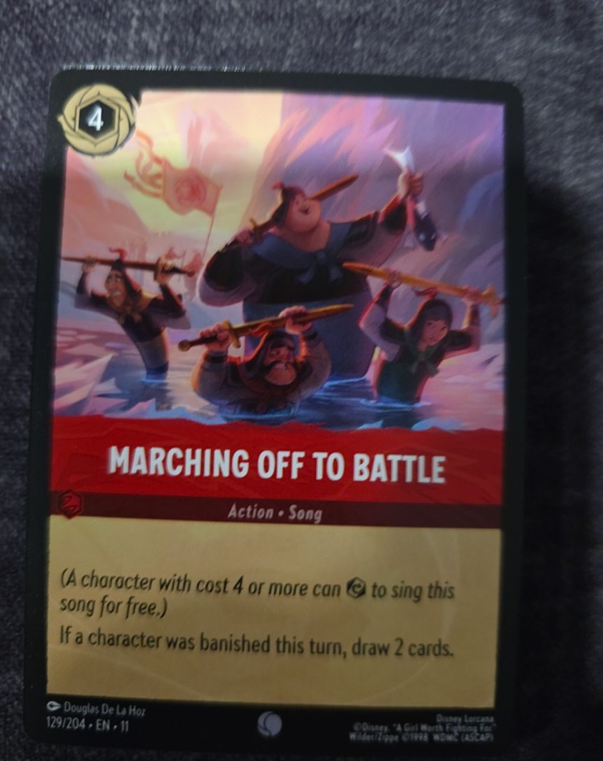 2023 Lorcana Winterspell #129 Marching Off to Battle — front