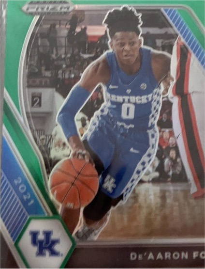 2021 Panini Prizm Draft Picks #72 De'Aaron Fox Green Prizm Kentucky Wildcats — front