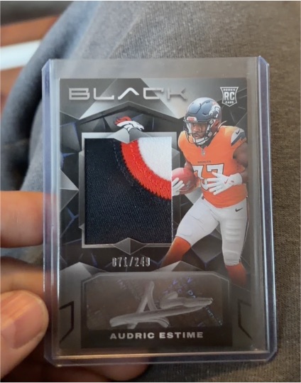 2024 Panini Black #221 Audric Estime Rookie Patch Auto — front