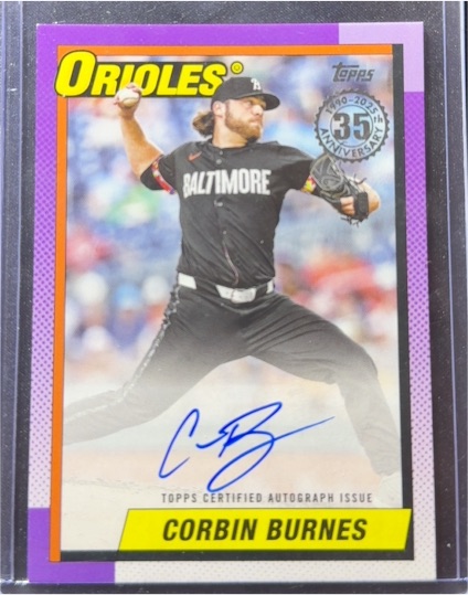 2025 Topps Series 1 #90A-CBU Corbin Burnes 1990 35th Anniversary On-Card Auto — front