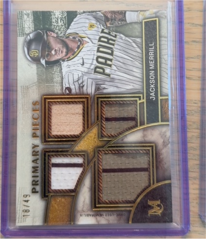 2025 Topps Museum Collection Primary Pieces Quad Relic #FPQR-TMMB Jackson Merrill — front