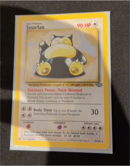 1995 Pokémon Jungle #27 Snorlax — front