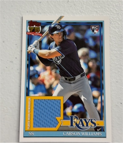 2026 Topps Series 1 #91R-CW Carson Williams Relic RC Tampa Bay Rays — front