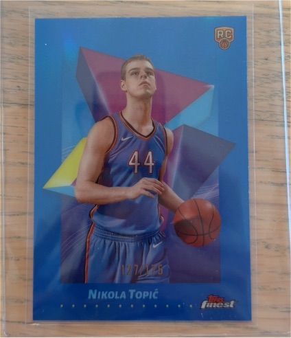 2025 Topps Finest #48 Nikola Topic Sky Blue Refractor Rookie RC Thunder — front