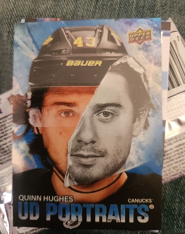 2025-26 Upper Deck Series 1 UD Portraits #P-25 Quinn Hughes — front